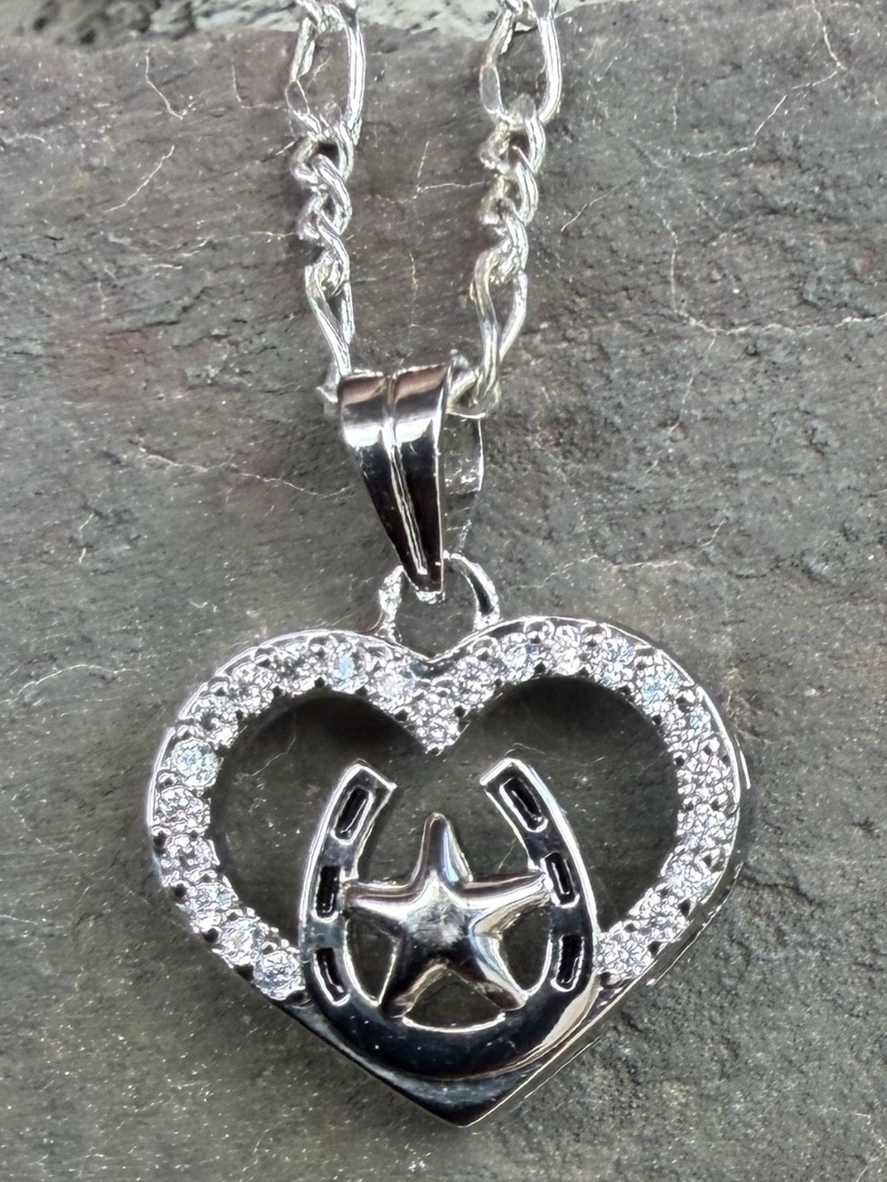 Montana Silversmiths Silver Heart Pendant with Horseshoe and Star